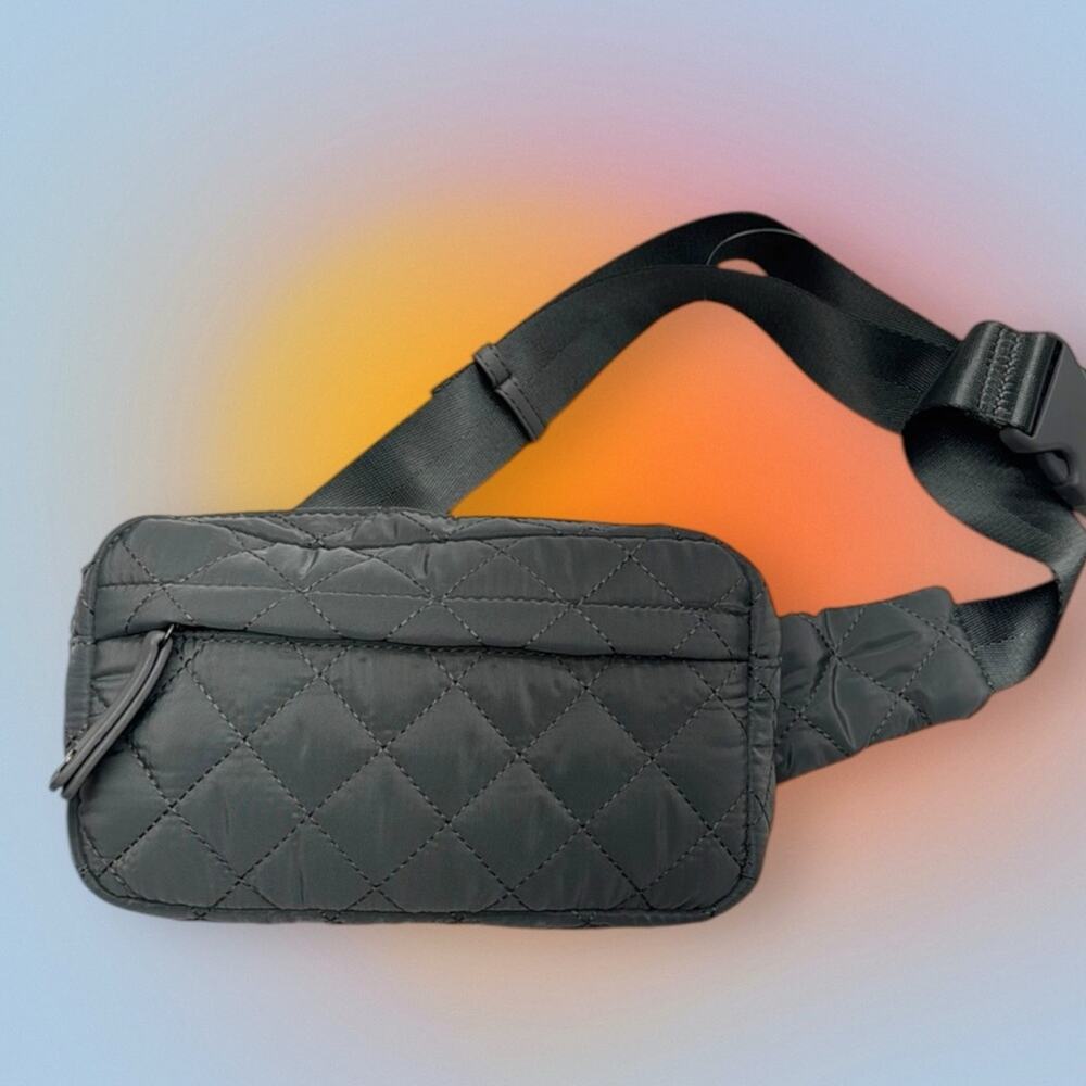 Quilted Gray Crossbody Belt Bag